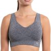 Women’s Seamless Convertible Sports Bra, 2-Pack, Black/Gray (Small)