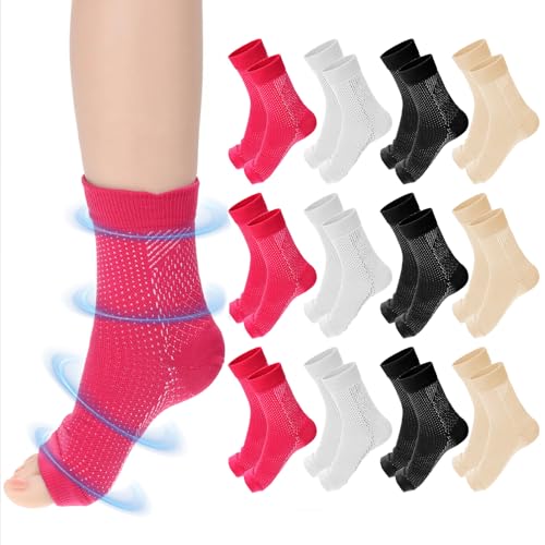 12 Pairs Toeless Socks for Women, Nylon Open Toe Socks for Flip Flop Pedicure Yoga Pilates, Heel Sock for Dry Cracked Feet