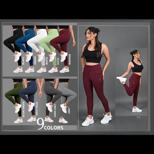 Gym Pants for Women - Stylish Workout and Yoga Wear & Purple Skinny Super Stretch Dryfit Fabric Lower Stretchable, MAROON, 25