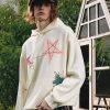 Mens Graphic Varsity Hoodies Graffiti Line Star Unisex Colorful Printing Oversized Casual Streetwear Tops