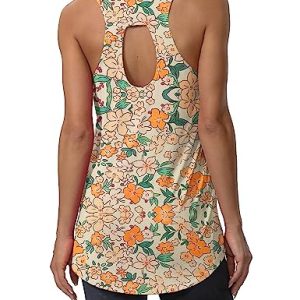 Womens Workout Athletic Tank Tops Loose Gym Yoga Racerback Sleeveless Running Sports Shirts Tops