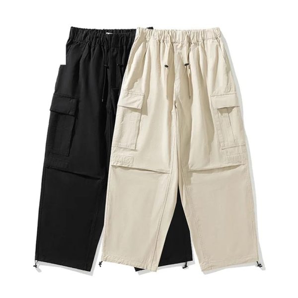 Men Japan Korean Streetwear Loose Casual Wide Leg Cargo Pants Trousers for Women Hop Harem Baggy