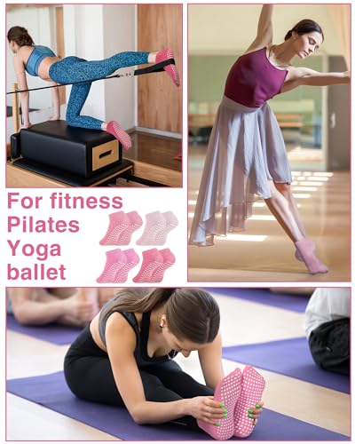 60 Pairs Grip Anti Yoga Socks Non Slip Pilates Socks Bulk Anti Skid Barre Ballet Socks for Women Elderly Hospital