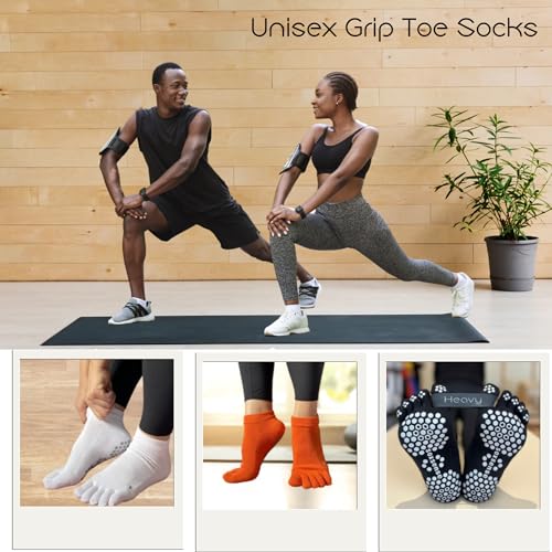 Soxsense Multi-Pack Sports Grip Toe Socks with Cushion, Non-Slip Finger Socks for Pilates, Home Gym, Soccer, basketball