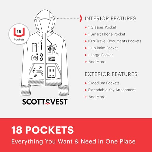 Glow Hoodie for Women - 18 Hidden Pockets - Lightweight Zip Up Sweatshirt for Travel & More