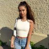 Women's 2 Piece Tank Tops Crew Neck Sleeveless Basic Stretch Casusal Yoga Crop Camis